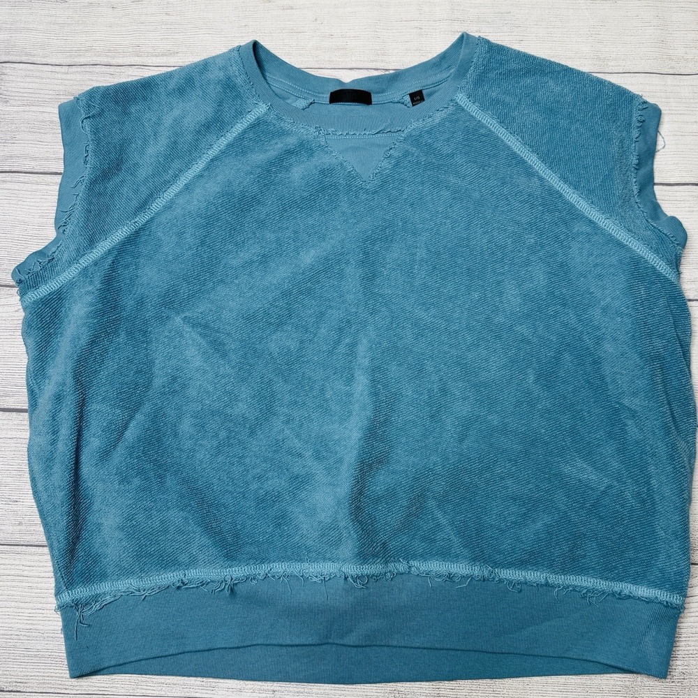 ATM‎ Anthony Thomas Melillo French Terry Cap Sleeve Raglan Sweatshirt Blue Large